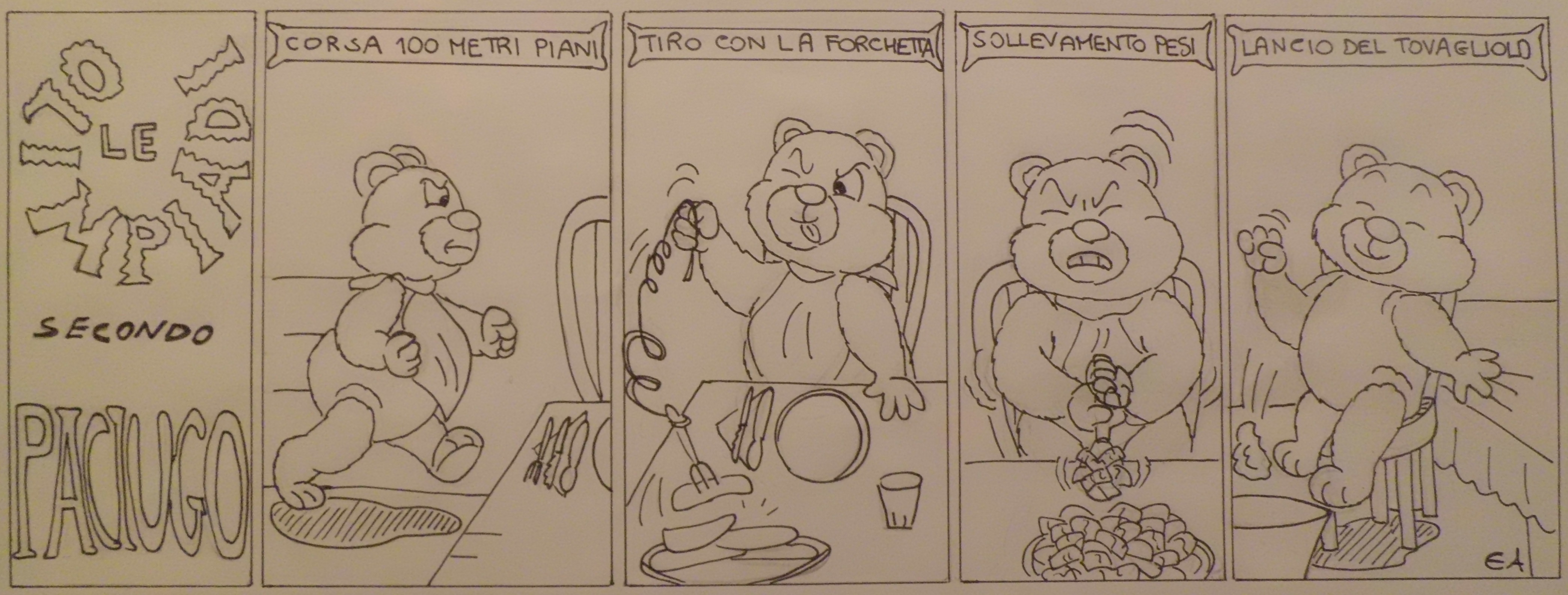 Paciugo, Emanuele Arduino, bambini, pupazzi, fumetti, cibo, Olimpiadi